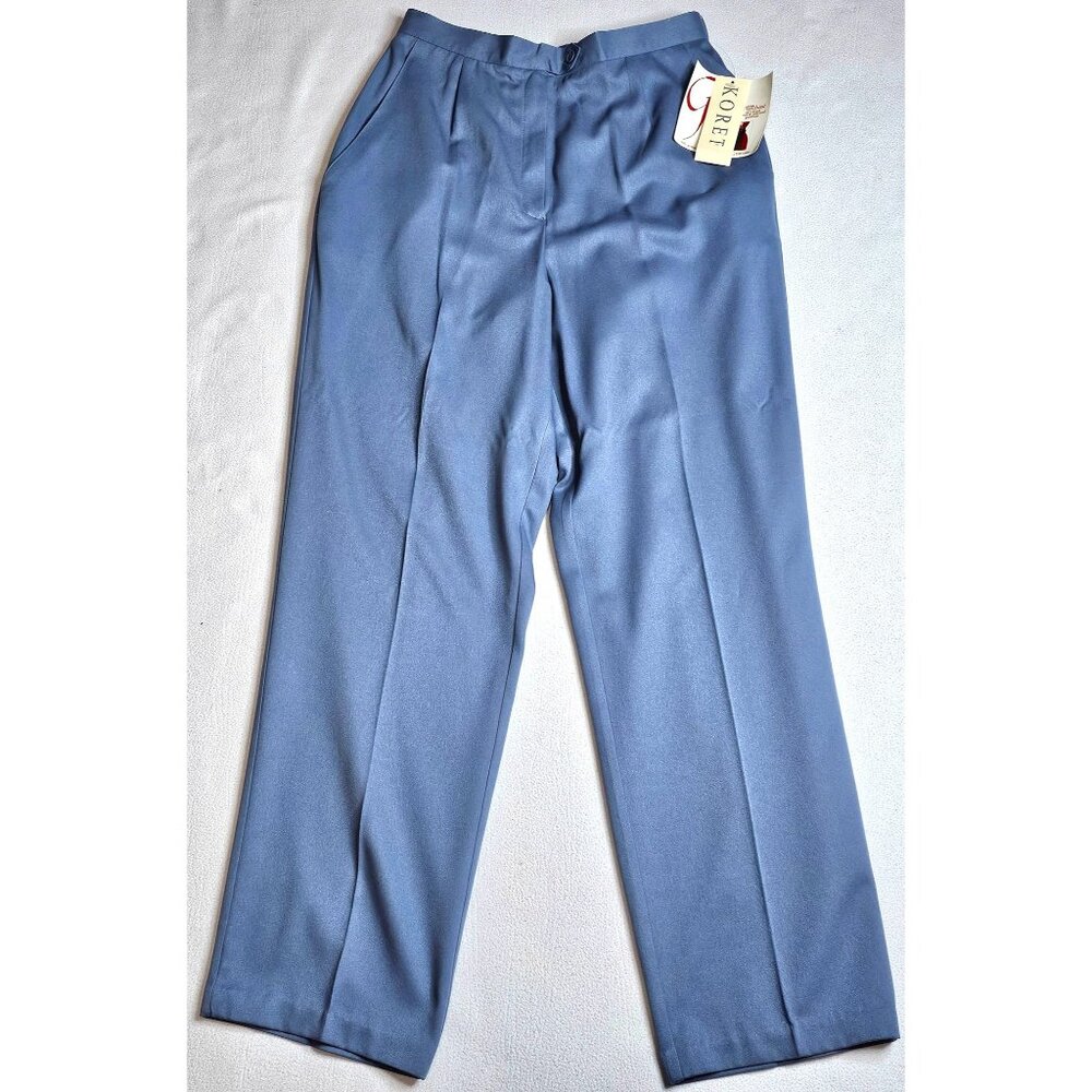 NWT Vintage Koret Womens Size 12 French Blue Trousers Soft Polyester Grandmacore